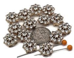 2 Hole Slider Beads (Qty 13) Floral Flower Gold for Crafting, Beading Jewelry Making into Necklaces, Bracelets Earrings Rhinestone 802-N5