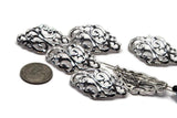 2 Hole Slider Beads (Qty 6) Ornate Filigree Silver Focal Jewelry Making, Crafting, Beading into Necklaces or Bracelets 784-N10