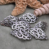 2 Hole Slider Beads (Qty 6) Ornate Filigree Silver Focal Jewelry Making, Crafting, Beading into Necklaces or Bracelets 784-N10