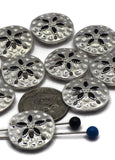 2 Hole Slider Beads (9 pc) Sand Dollar Sea Life Silver Metal Spacer for Crafting or Jewelry Making Necklaces Bracelets 570-M5
