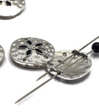 2 Hole Slider Beads (9 pc) Sand Dollar Sea Life Silver Metal Spacer for Crafting or Jewelry Making Necklaces Bracelets 570-M5
