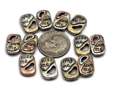 2 Hole Slider Beads (12 pcs) Metal Focal Inspirational for Crafting Beading DIY Jewelry Making Necklaces or Bracelets Findings 344-M5