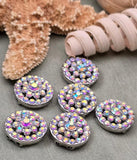 2 Hole Slider Beads Qty 6 Clear AB Rhinestone Round Silver Focal Findings Spacer Jewelry Making Beading Bracelets Necklaces Crafting 871 N4