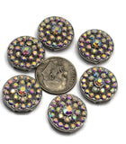 2 Hole Slider Beads Qty 6 Clear AB Rhinestone Round Silver Focal Findings Spacer Jewelry Making Beading Bracelets Necklaces Crafting 871 N4