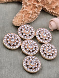 2 Hole Slider Beads Qty 6 Clear Rhinestone Round Gold Focal Spacer Findings Spacer Jewelry Making Beading Bracelets Necklaces Crafting 870N4