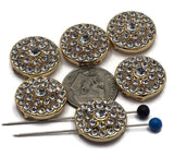 2 Hole Slider Beads Qty 6 Clear Rhinestone Round Gold Focal Spacer Findings Spacer Jewelry Making Beading Bracelets Necklaces Crafting 870N4