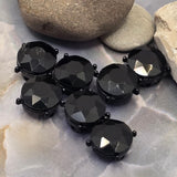 2 Hole Slider Beads (Qty 7) Jet Gun Metal Rhinestone Round Silver Metal Spacer Jewelry Making Beading Bracelets Necklaces Crafting 899 H8