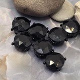 2 Hole Slider Beads (Qty 7) Jet Gun Metal Rhinestone Round Silver Metal Spacer Jewelry Making Beading Bracelets Necklaces Crafting 899 H8