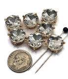 2 Hole Slider Beads (Qty 7) Clear Glass Rhinestone Gold Metal SpacerJewelry Making Bridal Beading Bracelets Necklaces Crafting 895 H8