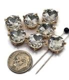 2 Hole Slider Beads (Qty 7) Clear Glass Rhinestone Gold Metal SpacerJewelry Making Bridal Beading Bracelets Necklaces Crafting 895 H8
