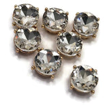 2 Hole Slider Beads (Qty 7) Clear Glass Rhinestone Gold Metal SpacerJewelry Making Bridal Beading Bracelets Necklaces Crafting 895 H8