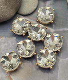 2 Hole Slider Beads (Qty 7) Clear Glass Rhinestone Gold Metal SpacerJewelry Making Bridal Beading Bracelets Necklaces Crafting 895 H8