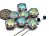 2 Hole Slider Beads (Qty 7) Clear AB Rhinestone Round Silver Metal Spacer Jewelry Making Beading Bracelets Necklaces Crafting 898 H8