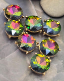 2 Hole Slider Beads (Qty 7) Vitrail Medium Rhinestone Round Silver Metal Spacer Jewelry Making Beading Bracelets Necklaces Crafting 896 H8