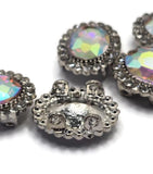 2 Hole Slider Beads (Qty 5) Clear Rhinestone Bridal Metal Spacer Jewelry Making Beading Bracelets Necklaces Crafting 901 N5