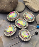 2 Hole Slider Beads (Qty 5) Clear AB Rhinestone Bridal Metal Spacer Jewelry Making Beading Bracelets Necklaces Crafting 902 N5