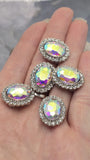 2 Hole Slider Beads (Qty 5) Clear AB Rhinestone Bridal Metal Spacer Jewelry Making Beading Bracelets Necklaces Crafting 902 N5
