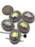 2 Hole Slider Beads (Qty 5) Clear AB Rhinestone Bridal Metal Spacer Jewelry Making Beading Bracelets Necklaces Crafting 902 N5