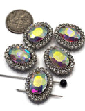2 Hole Slider Beads (Qty 5) Clear AB Rhinestone Bridal Metal Spacer Jewelry Making Beading Bracelets Necklaces Crafting 902 N5