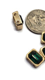 2 Hole Slider Beads Qty 6 Emerald Gold Bezel Faceted Spacer Jewelry Making Beading Bracelets Necklaces Crafting 900-N5