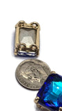 2 Hole Slider Beads Qty 4 Blue Rhinestone Square Gold Bezel Faceted Spacer Jewelry Making Beading Bracelets Necklaces Crafting 903-F13