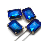 2 Hole Slider Beads Qty 4 Blue Rhinestone Square Gold Bezel Faceted Spacer Jewelry Making Beading Bracelets Necklaces Crafting 905-F13