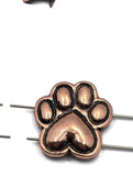2 hole sliders beads qty 5 Focal Mixed Metal Gold, Silver and Copper Paw Print Dog Jewelry Making Beading Necklace Bracelets M14-874