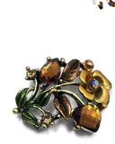 2 Hole Slider Beads -Qty 5 Antique Gold Floral Flower Topaz Brown Metal Findings for Jewelry Making Crafting Necklaces or Bracelets 880-N4