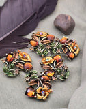 2 Hole Slider Beads -Qty 5 Antique Gold Floral Flower Topaz Brown Metal Findings for Jewelry Making Crafting Necklaces or Bracelets 880-N4