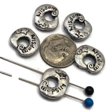 2 Hole Slider Beads (5 pcs) Silver Metal Moon Focal for Beading or Crafting, Jewelry Making, Beading into Necklaces, Bracelets 883 -M14