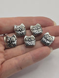 2 Hole Slider Beads (5 pc) Silver Metal Owls Rhinestones for Jewelry Making Beading Necklaces or Bracelets or Crafting - 885-M5