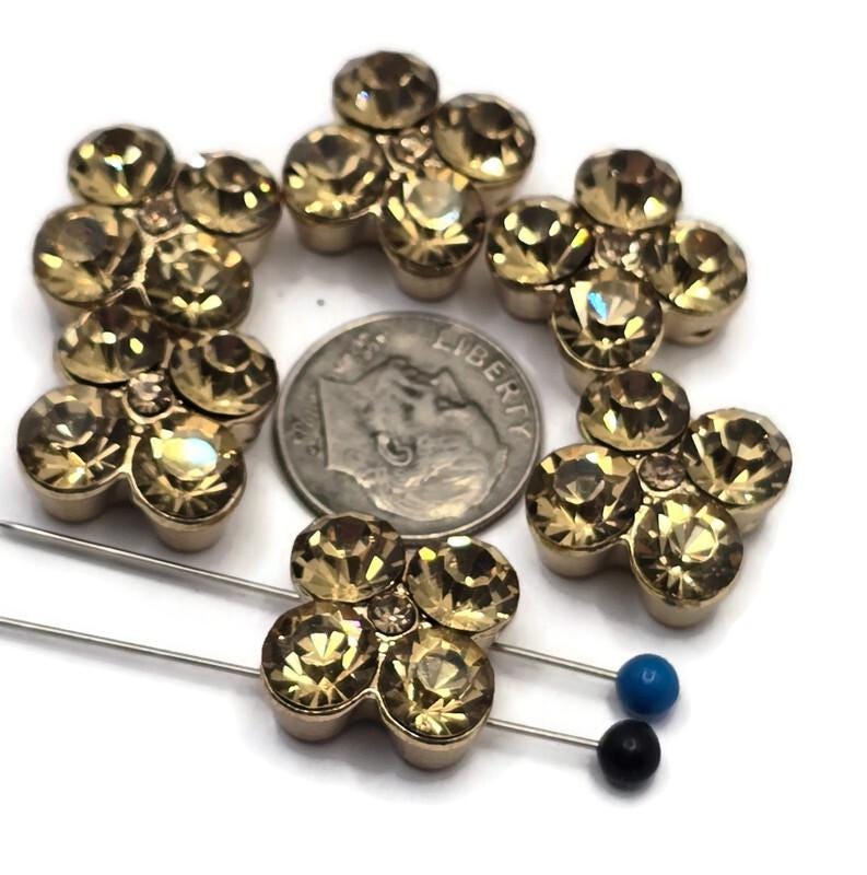 2 Hole Slider Beads (6 pc) Topaz CZ Rhinestone Perfect for Beading, Crafting, Jewelry Making into Necklaces, Bracelets in Spacer 829 M14