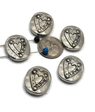 2 Hole Slide Beads (5 pcs) Heart Silver Metal Focal Crafting Beading Jewelry Making DIY Bracelet or Necklace 513-M18