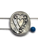 2 Hole Slide Beads (5 pcs) Heart Silver Metal Focal Crafting Beading Jewelry Making DIY Bracelet or Necklace 513-M18