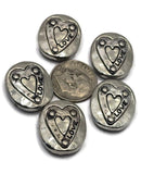 2 Hole Slide Beads (5 pcs) Heart Silver Metal Focal Crafting Beading Jewelry Making DIY Bracelet or Necklace 513-M18