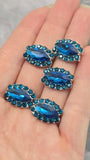 2 Hole Slider Beads Qty 5 Blue Rhinestone Pave Silver Focal Spacer Jewelry Making Beading Bracelets Necklaces Crafting 914-M15