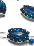 2 Hole Slider Beads Qty 5 Blue Rhinestone Pave Silver Focal Spacer Jewelry Making Beading Bracelets Necklaces Crafting 914-M15