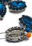 2 Hole Slider Beads Qty 5 Blue Rhinestone Pave Silver Focal Spacer Jewelry Making Beading Bracelets Necklaces Crafting 914-M15