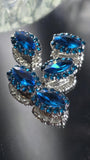 2 Hole Slider Beads Qty 5 Blue Rhinestone Pave Silver Focal Spacer Jewelry Making Beading Bracelets Necklaces Crafting 914-M15