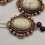 2 Hole Slider Beads (4 pc) Western Style Faux Turquoise Beads Antique Copper Sliderbeads Crafting, Jewelry Making, Beading Crafting 917-F13
