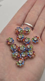 2 Hole Slider Beads (Qty 13) Floral Flower Silver for Crafting, Beading Jewelry Making into Necklaces, Bracelets Earrings Rhinestone 802-N5