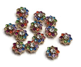 2 Hole Slider Beads (Qty 13) Floral Flower Silver for Crafting, Beading Jewelry Making into Necklaces, Bracelets Earrings Rhinestone 802-N5