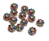2 Hole Slider Beads (Qty 13) Floral Flower Silver for Crafting, Beading Jewelry Making into Necklaces, Bracelets Earrings Rhinestone 802-N5