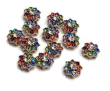 2 Hole Slider Beads (Qty 13) Floral Flower Silver for Crafting, Beading Jewelry Making into Necklaces, Bracelets Earrings Rhinestone 802-N5