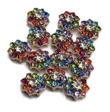 2 Hole Slider Beads (Qty 13) Floral Flower Silver for Crafting, Beading Jewelry Making into Necklaces, Bracelets Earrings Rhinestone 802-N5