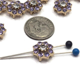 2 Hole Slider Beads (Qty 13) Floral Flower Gold for Crafting, Beading Jewelry Making into Necklaces, Bracelets Earrings Rhinestone 890-N4