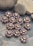 2 Hole Slider Beads (Qty 13) Floral Flower Gold for Crafting, Beading Jewelry Making into Necklaces, Bracelets Earrings Rhinestone 890-N4