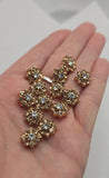 2 Hole Slider Beads (Qty 13) Floral Flower Gold for Crafting, Beading Jewelry Making into Necklaces, Bracelets Earrings Rhinestone 887-N4