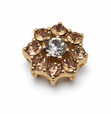 2 Hole Slider Beads (Qty 13) Floral Flower Gold for Crafting, Beading Jewelry Making into Necklaces, Bracelets Earrings Rhinestone 887-N4