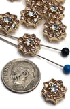 2 Hole Slider Beads (Qty 13) Floral Flower Gold for Crafting, Beading Jewelry Making into Necklaces, Bracelets Earrings Rhinestone 887-N4